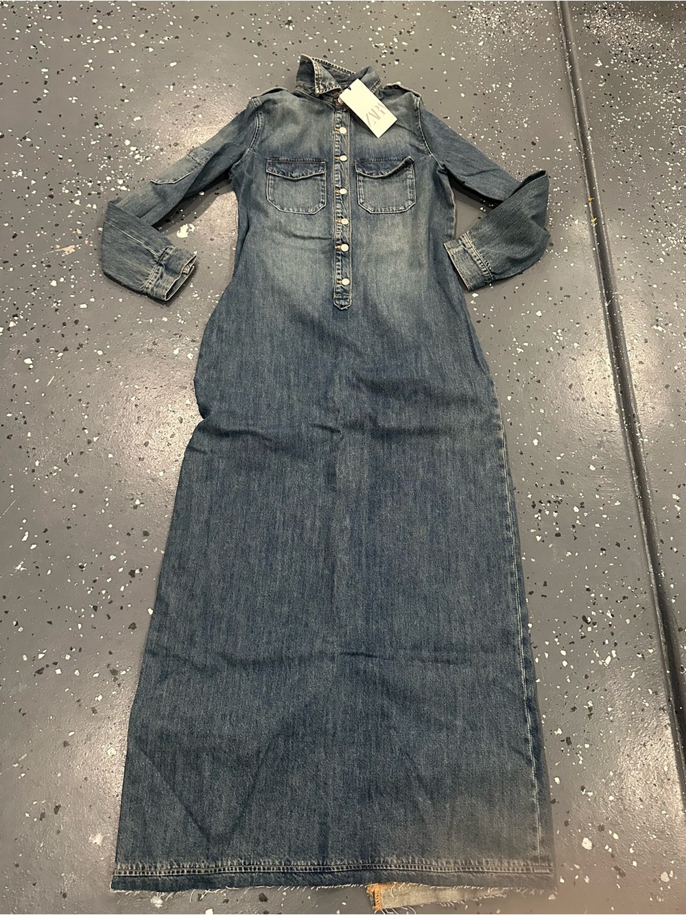 Zara Denim Long Sleeve Maxi Shirt Dress - Blue